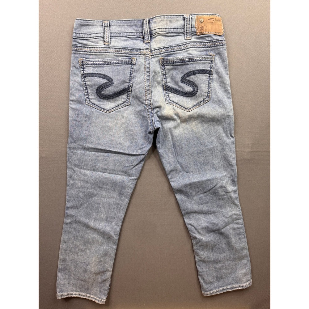 Silver Jeans Co Suki‎ Capri Women Light Wash Blue Embroidered Denim W30